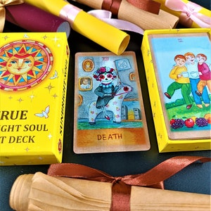 Tarotkarten Deck, Positives Tarot, Kinder-Tarot, Märchen-Tarot-Deck mit Rahmen, Shirt Sonne Mond