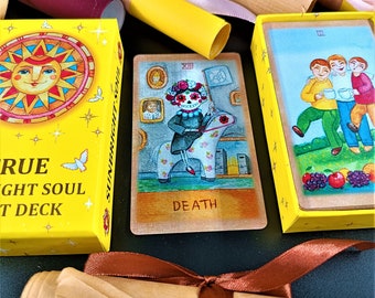 Deck of Tarot Cards Solar Soul, Positive Tarot, Children's Tarot, Fairy Tale Tarot Deck with Frame, Shirt Sun Moon