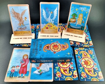 Deck of Tarot Cards Solar Soul, Positive Tarot, Children's Tarot, Fairy Tale Tarot Deck Paisley Shirt with Frame