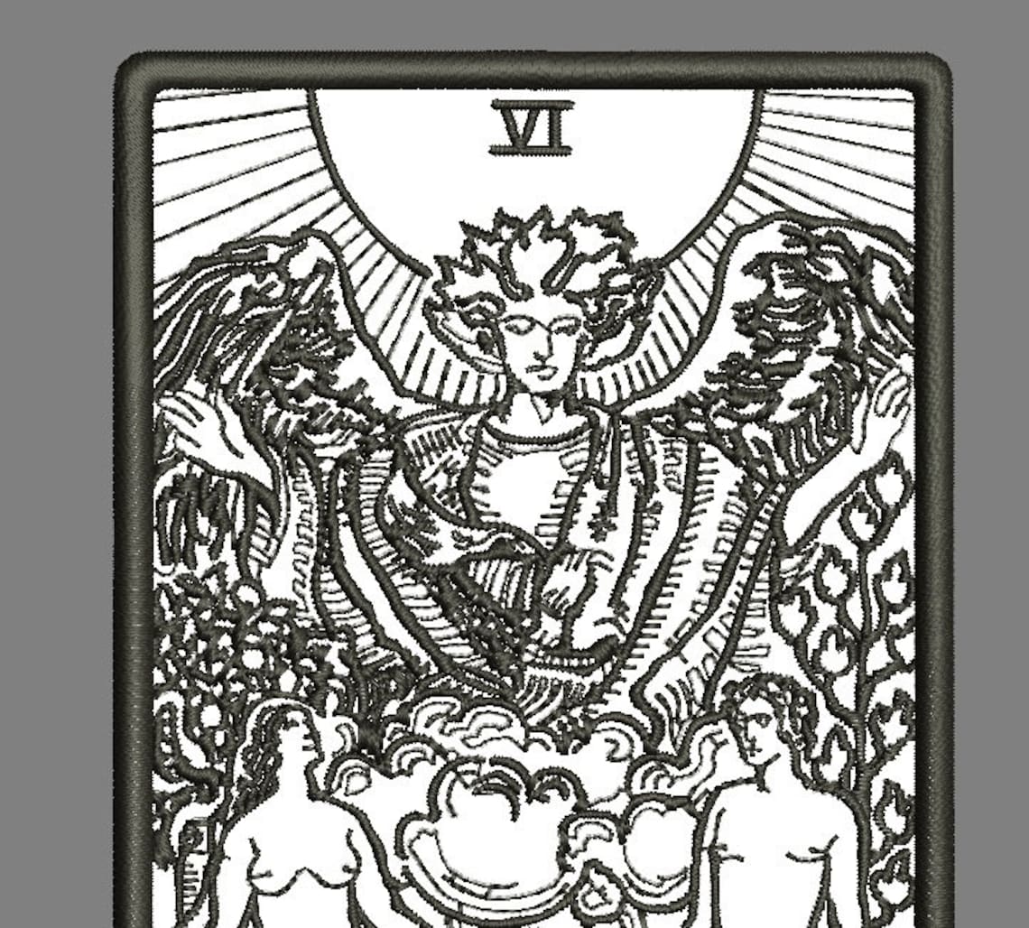 Lovers tarot card machine embroidery design instant  etsy Lovers tarot card machine embroidery design instant  etsy