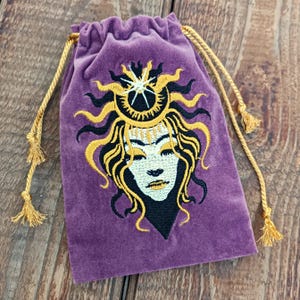Bag velvet Tarot Medusa Gorgon gold Velvet Embroidered Tarot Card Bag Tarot Card Bag Velvet