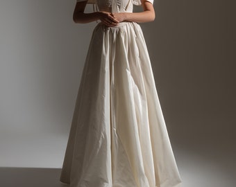 Handmade Ivory Wedding Skirt, Leg Cut Taffeta Skirt, Bespoke Bridesmaid Skirt