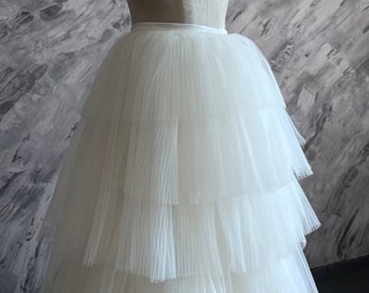 Ivory Tulle Puffy Maxi Wedding Skirt, Custom Bridal Gown Separates, Bespoke Order Bridesmaid Skirt