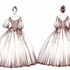 Personalized Wedding Dress Illustration, Bridal Sketch Design, Unique Gift for Bride