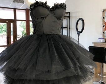 KARLEE  Strapless Shimmer Corset Black Wedding Gown – Envious