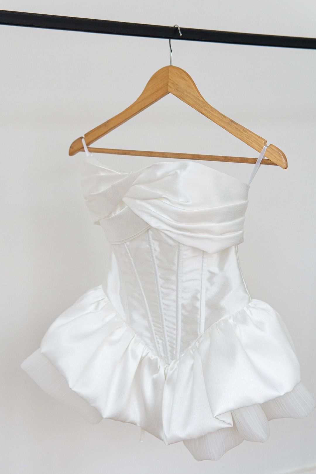 Corset Bridal Gown Mini Length Wedding Dress, Voluminous Puffy Skirt ...