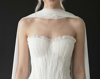 Abito da sposa lungo in chiffon avorio, abito da sposa con corsetto, abito lungo, abito formale, abito lungo senza maniche, idee regalo di Natale