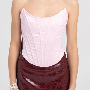 Satin Corset Top, Elegant Strapless Bustier, Bridal Corset Lingerie, Vintage Satin Bodice, Sexy Lace Up Corset for Women