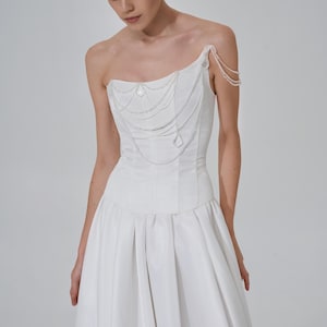 Special Event Outfit, Sophisticated Dress, Elegant Silk Corset and Draped Skirt Set, Luxury Evening Wear, Two Piece Wedding Corset Dress