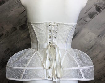 Floral Lace Wedding Custom Corset, Plus Size Waist Training Strapless Corset Top, Lacing Back Flower Lace Honeymoon Lingerie
