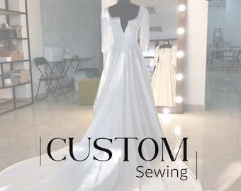 Custom Embroidery, Unique Formal Evening Gown, Personalized Gift for Her Design Your Own Dress, Wedding Dress