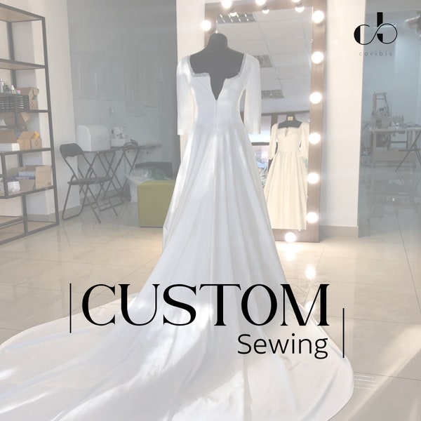 Custom Embroidery, Unique Formal Evening Gown, Personalized Gift for Her Design Your Own Dress, Wedding Dress