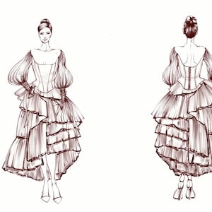 Designer Bridal Fashion Sketch Wedding Dress Drawing, Custom Project, Individual Design, Bride Gift For Her