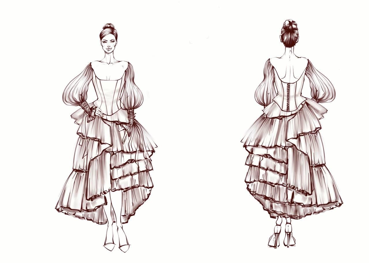 slim fit dress slacks Custom Fashion Sketch – Maria Ahrens main image 1