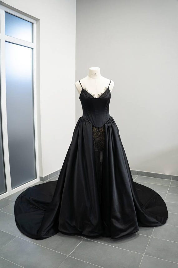 blue dress for baby girl Black Corset Midi Dress with Beaded Fringe - Strapless Bustier Formal Gown  for Cocktail Party & Evening Events - Satin Pencil Skirt main image 0