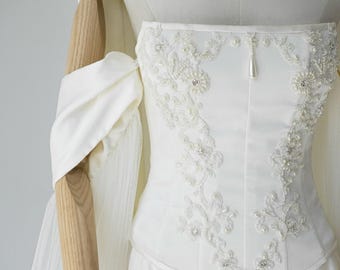 Custom Boho Wedding Dress with Detachable Sleeves, Petite Bride Gown, Short Modern Dress, Satin Bridal Gown