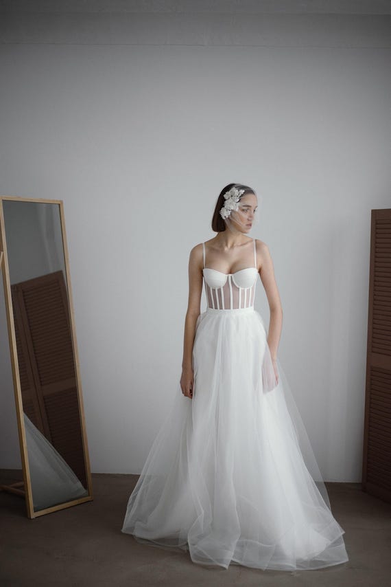 Ivory Mesh Corset Top With Satin Cups, White Lacing Back Wedding Bridal Gown,  Honeymoon Corrective Waist Training Made to Order Corset Top - Etsy