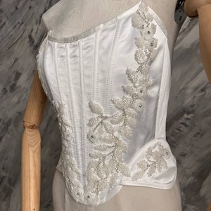 Corset for Wedding Dress with Flower Embroidered Decor, Vintage Style Custom Made Corset, Overbust Satin Corset, Shaping Corset