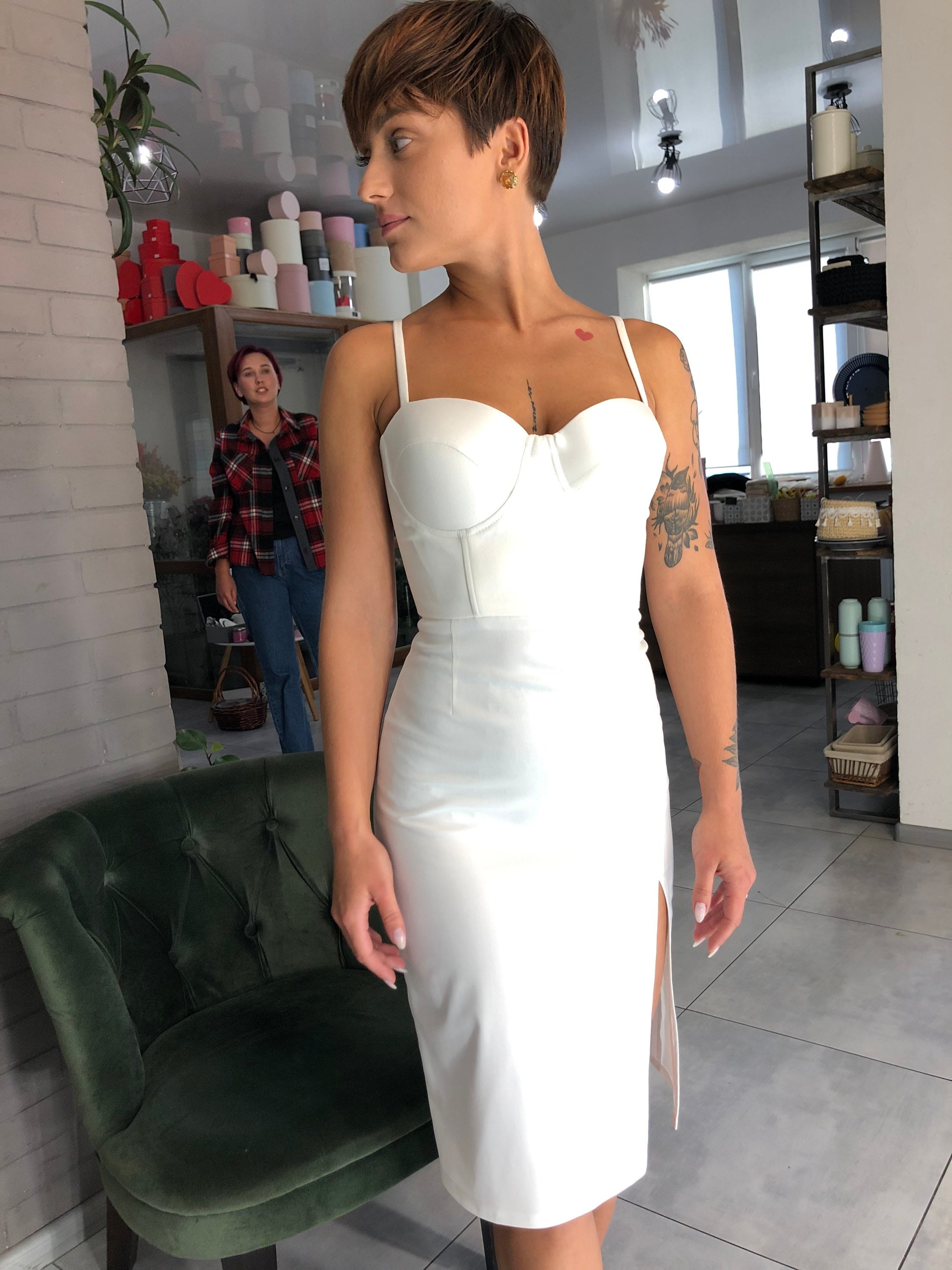 Robe de mariée corset simple avec jambe coupée robe de mariée Etsy