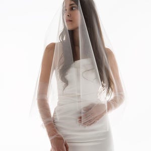 Light Ivory Bridal Veil, Minimalist White Wedding Veil, Classic Long Veil