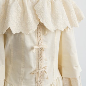 Elegant Cotton Bridal Gown with Ruffles, Long Sleeves, Minimalist Wedding Dress