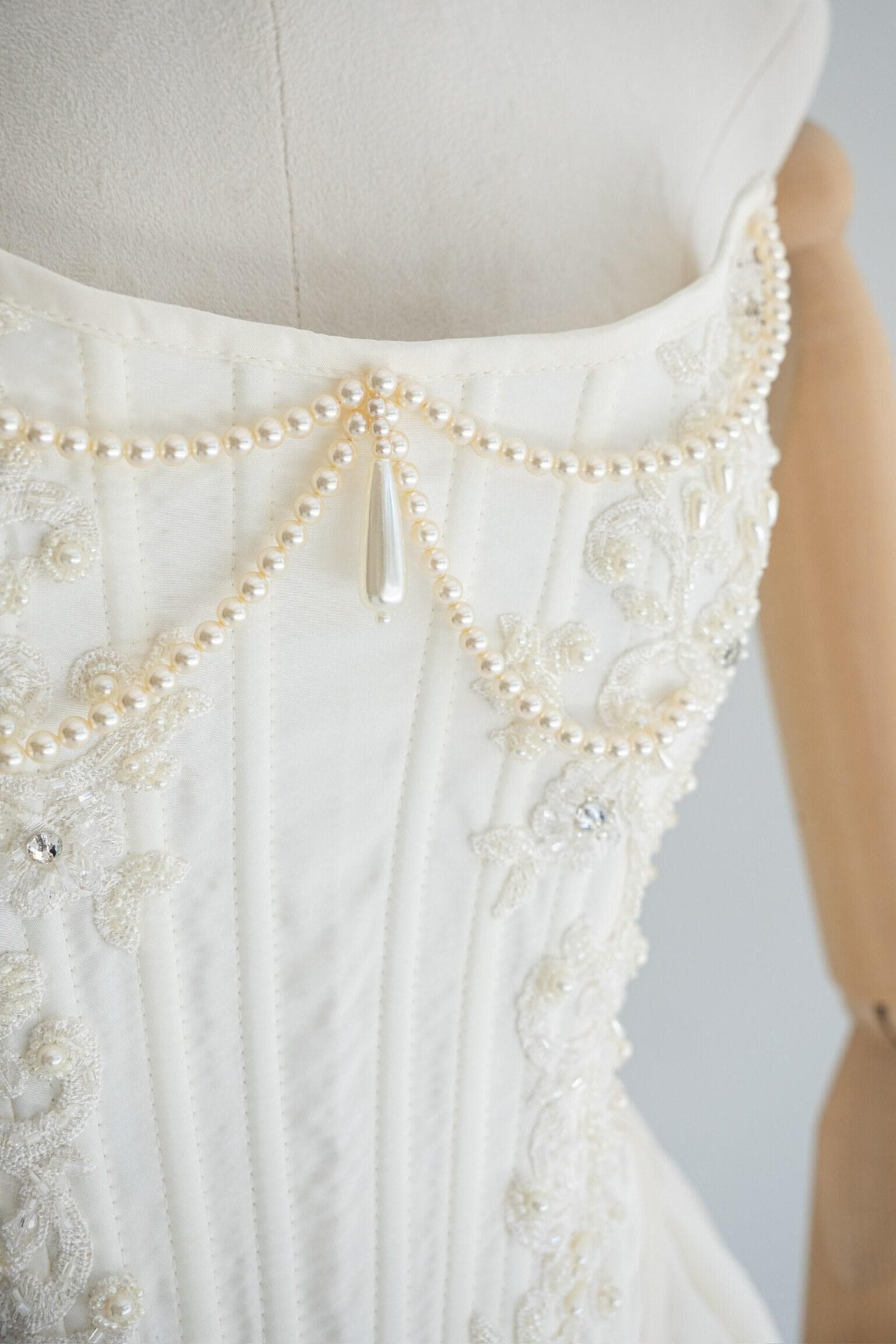 white cotton lace wedding dress The Whitby Gown in White Chantilly Lace 8 / White Chantilly Lace