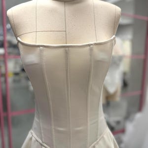 Bridal Satin Corset and Skirt Set, Elegant Two-Piece Wedding Outfit, Elongated Corset with Boning, Modern Minimalist Bridal Look