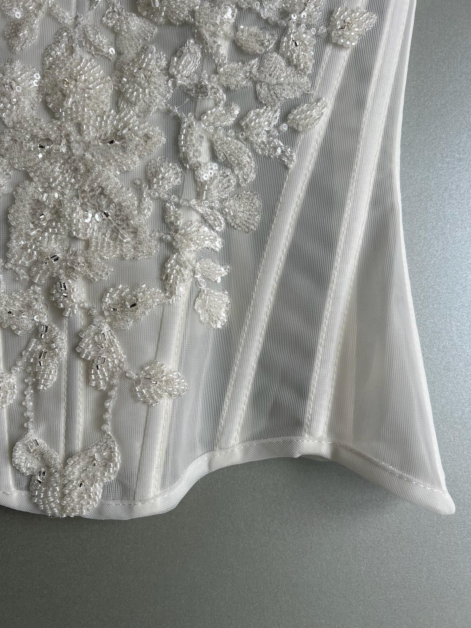 epine lace tulle bustier White 美品 ELLACCI Women's Sexy Sequin Sheer Mesh Bustier Corset Tops