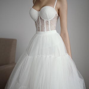 Ivory Flower Lace Corset Top, See-Through Lacing Back Wedding Bridal Gown, Honeymoon Corrective Waist Training Made To Order Corset Top