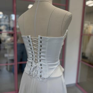 Corset de mariée ivoire à baleines, bustier de mariée en satin à lacets, tenue de réception élégante, haut corset de mariée image 11