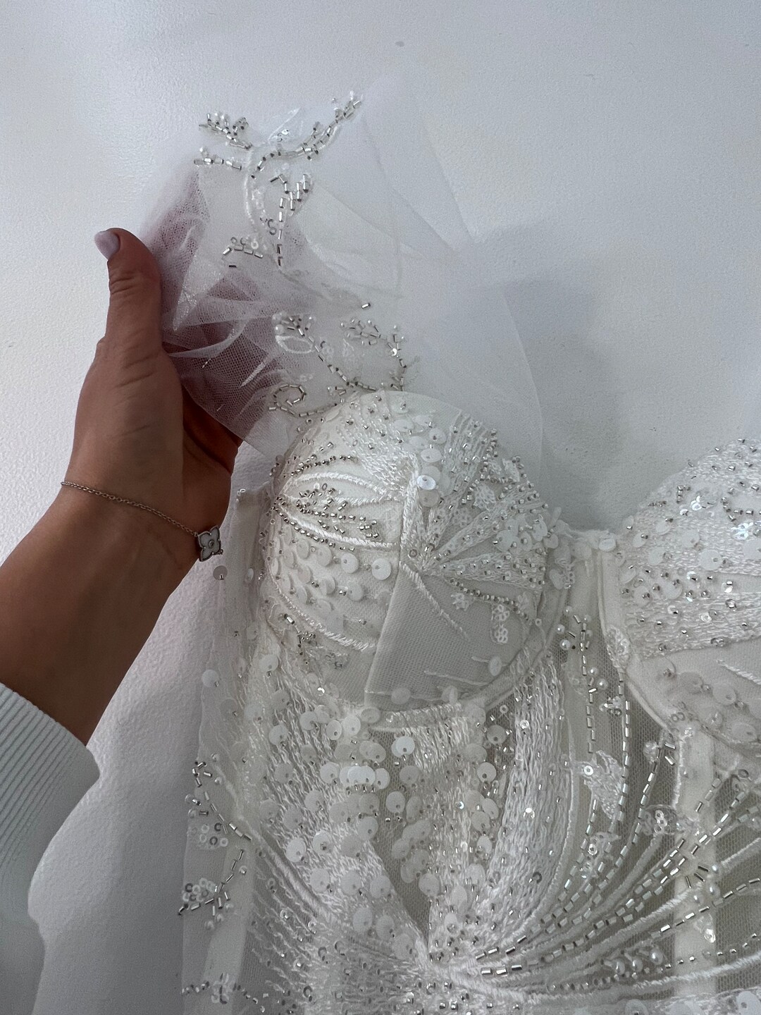 Buy Floral Beaded Lace Wedding Custom Corset, Long Sleeves Corset Top With  Collar Rack, Lacing Back Abstract Lace Honeymoon Ivory Lingerie Online in  India 