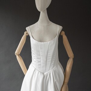 Simple Rustic Ivory Satin Bridal Dress, Long Wedding Gown, Classic Bride Dress, Wedding Christmas, Secret Santa Gifts