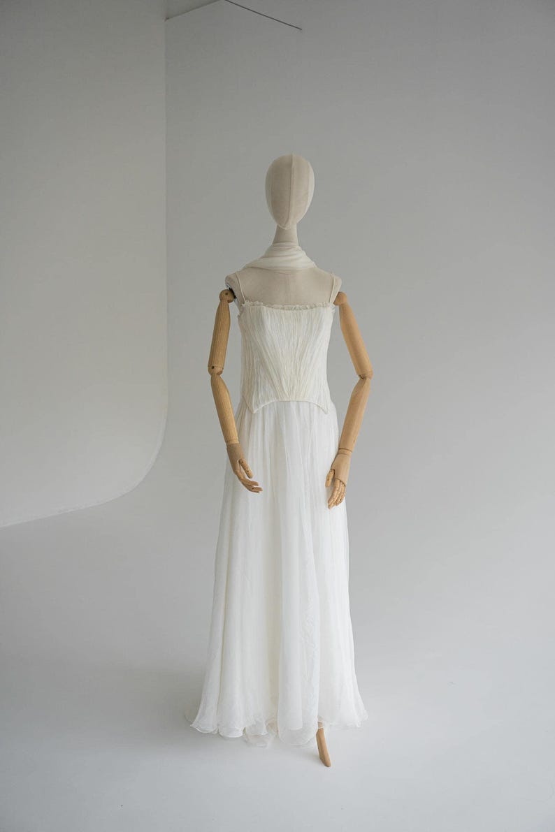 Natural Silk Corset and Draped Skirt Set