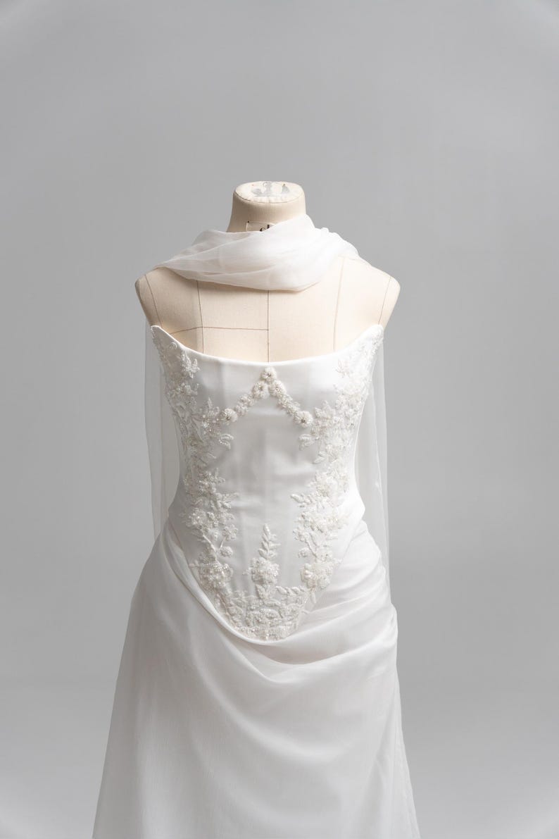 Beaded Corset Ensemble, Interchangeable Skirts, Premium Satin Corset, Refined Elegance, Metal Boning Support image 3