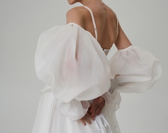 Romantic Wedding Dress, Exquisite Bridal Gown, Satin Dress, Wedding Dress with Long Train, Bohemian Bridal Dress