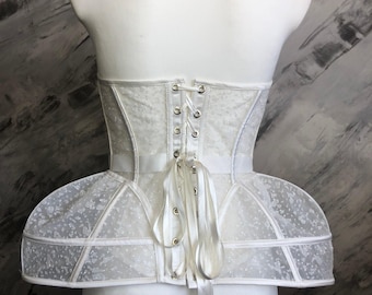 Floral Lace Wedding Custom Corset, Plus Size Waist Training Strapless Corset Top, Lacing Back Flower Lace Honeymoon Lingerie