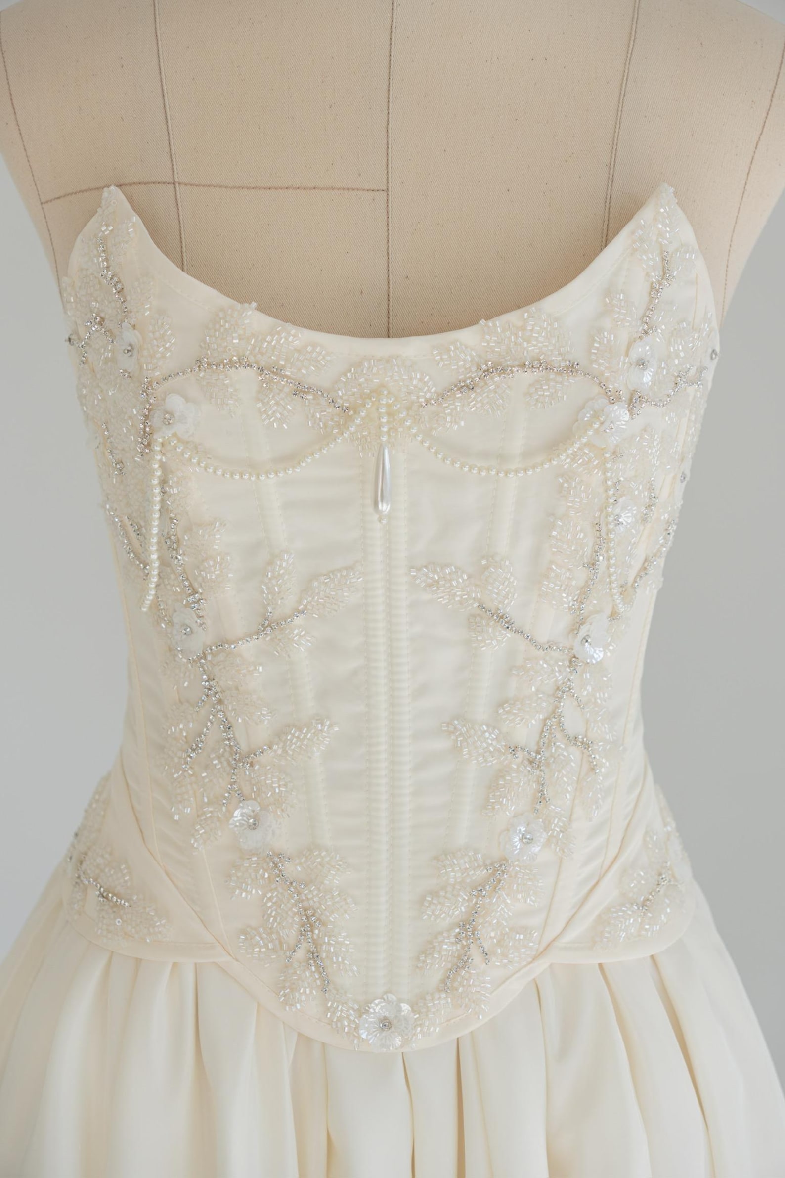 Corset & Skirt Set With Floral Embroidery, Laceup Back, Metal Boning — free download
