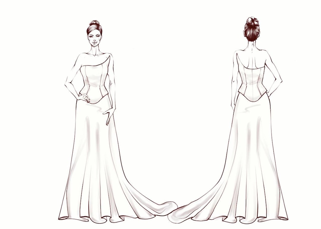 Custom Wedding Dress Sketch for Bride, Fashion Designer Project, Unique Bridal Gift - Etsy