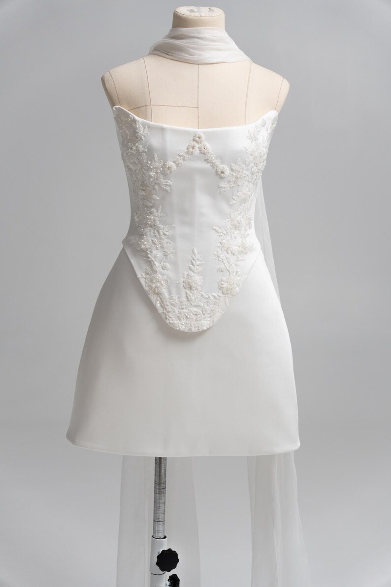 Beaded Corset Ensemble, Interchangeable Skirts, Premium Satin Corset, Refined Elegance, Metal Boning Support image 2