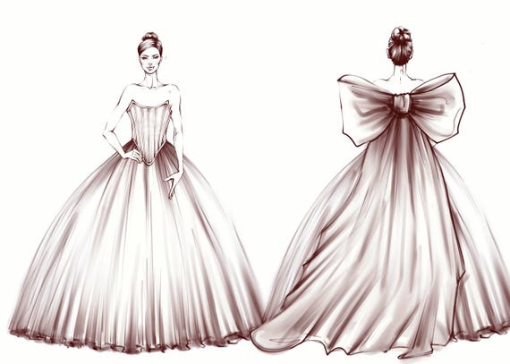 Wedding Dress Sketch Bridal Fashion Design, Individual Project Drawing,  Custom Designer Sketch, Unique Bride Gift - Etsy Finland