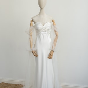 Satin White Wedding Dress Custom Made Prom Dress, Elegant Bridal Gown, Formal Evening Dress, Ball Gown with Train, Handmade Dress