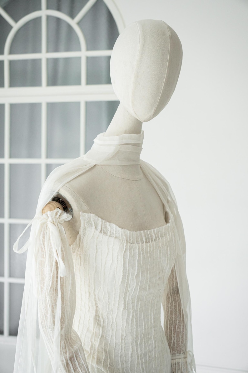 Silk Wedding Dress: Detachable Sleeves, Lace Corset (Ivory) image 11