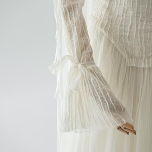 Silk Wedding Dress: Detachable Sleeves, Lace Corset (Ivory) image 9