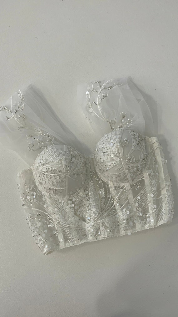 Floral Beaded Lace Wedding Custom Corset, Bespoke Order
