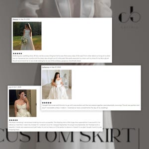 The image is a collage of three photos featuring women in white wedding dresses. The first photo shows a woman in a white dress standing in a field, the second photo depicts a woman in a white dress sitting in a chair, and the third photo shows a woman in a white dress taking a selfie.
