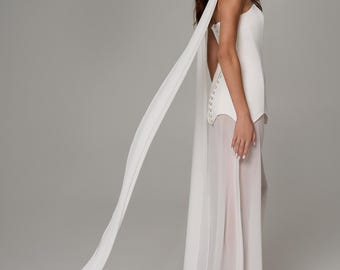 Two-piece satin corset wedding dress, Bridal separates basque waist bustier top, Two Piece Wedding Corset Dress, Corset Top and Long Skirt