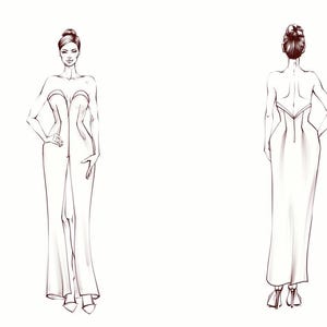 Hand-Drawn Bridal Fashion Sketch, Custom Wedding Dress Design, Designer Project, Bride Gift Idea
