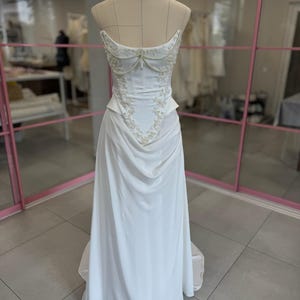 Corset de mariée ivoire à baleines, bustier de mariée en satin à lacets, tenue de réception élégante, haut corset de mariée image 12