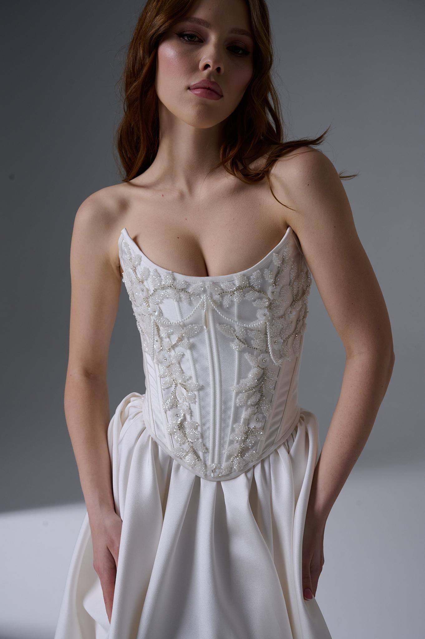 wedding dress inner corset Reception dress Color:kahaki Junior Prom Prada Pre-Owned sheer-panel Corset Corset Dresses;Venues