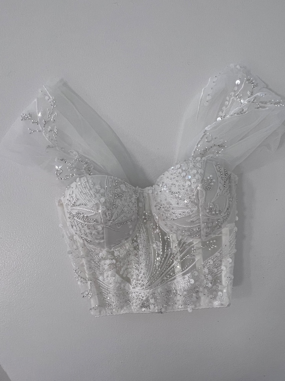 Floral Beaded Lace Wedding Custom Corset, Bespoke Order